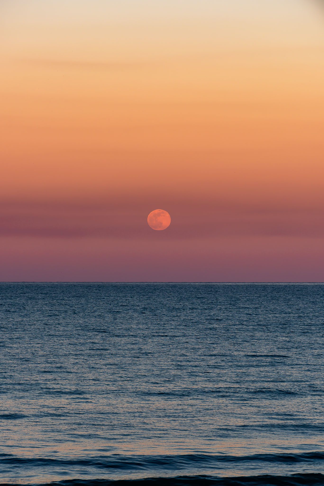 Moon rising over the Atlantic Ocean near the Apollo Beach Visitor Center in Canaveral National Seashore