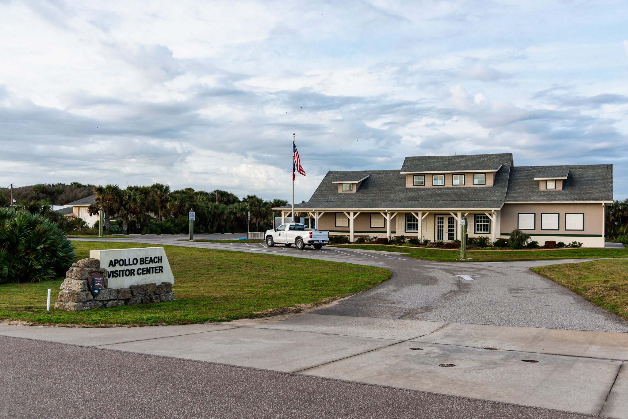 View of Apollo Beach Visitor Center from the road, A1A coming from New Smyrna Beach