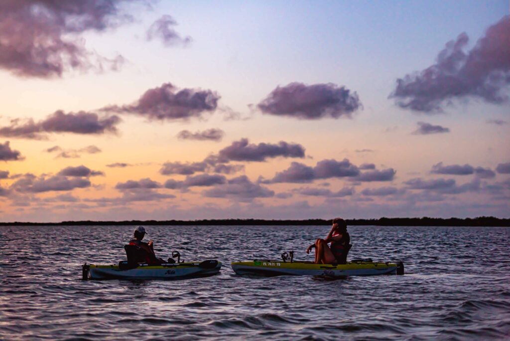 Amazing sunsets during guided kayak tour along Canaveral National Seashore. These guided kayak tours travel through Canaveral National Seashore and launch from Edgewater or New Smyrna Beach.